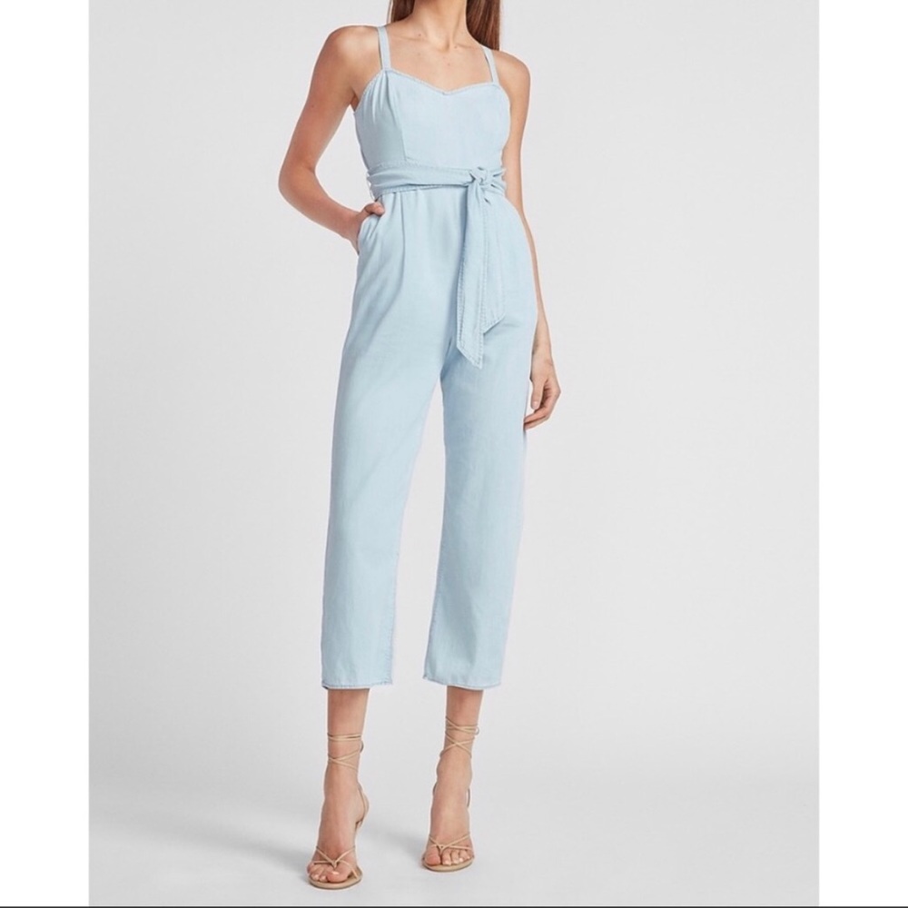 NWT EXPRESS Linen-Blend Cross Back Culotte Jumpsuit - Size: 2